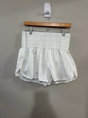 FP Movement by Free People White The Way Home Smocked High-Rise Athletic Shorts